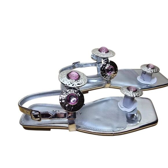 Katty Perry The Camie Pink Stone Sandal Silver Size 6 - Picture 5 of 14